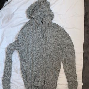 heather gray cardigan with hood